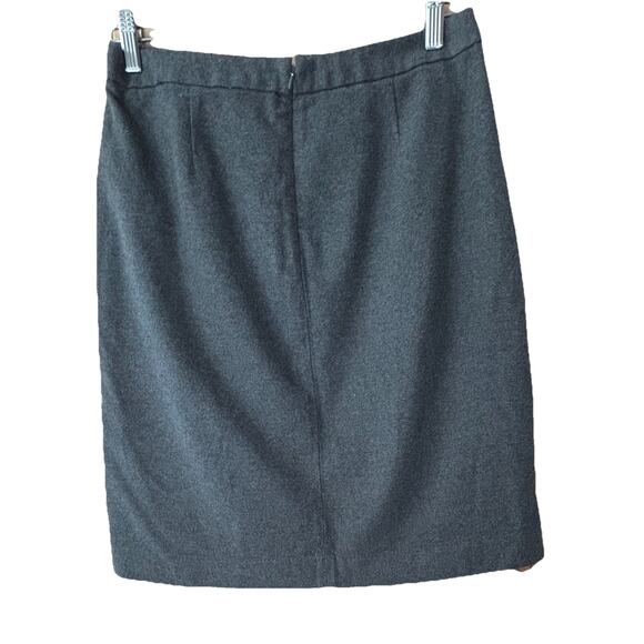L L Bean Women’s Pencil Skirt Sz 6 Gray Faux Wrap Pockets Buckle Accent Cotton - Picture 3 of 5